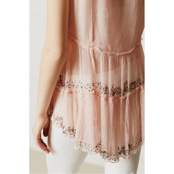 NWT Anthropologie Casmilla Beaded Cami By Vanessa Virginia in Soft Pink sz. 0P - Picture 3 of 8